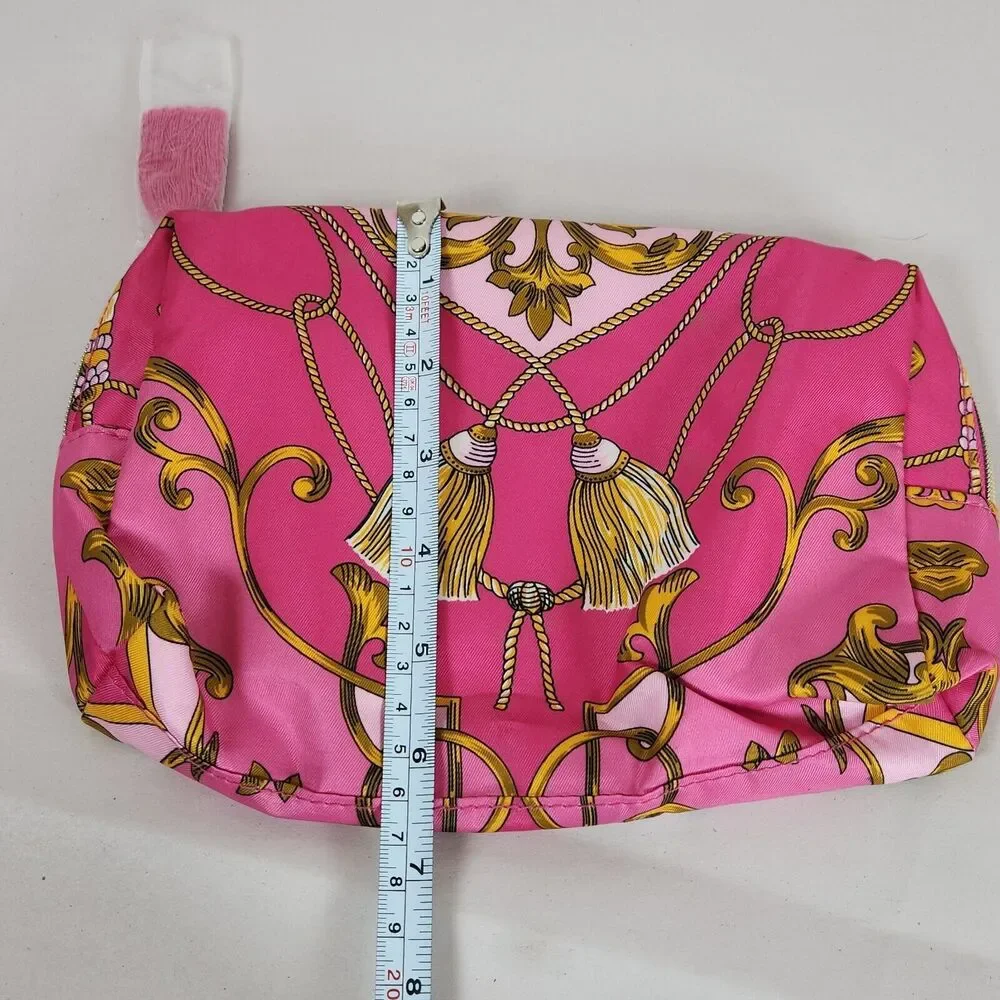 Estee‎ Lauder Pink Tassel Printed Cosmetic Makeup Bag zipper tassel travel pink